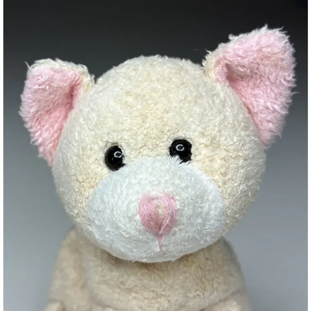 Vintage Russ Berrie Luv Pets Tabbies Cream Cat Plush 5” White Beanie Stuffed Toy
